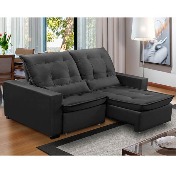 Imagem de Sofa Retratil Reclinavel 2 Lugares 2,80m Atlantis Veludo Grafite LansofBR