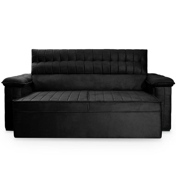 Imagem de Sofá Retrátil Reclinável 2 lugares com molas 1,50m Quantum Suede Velut Preto - King House