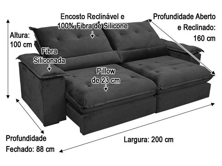 Imagem de Sofá Retrátil Reclinável 2,00 m Vermelho 503 Guanabara