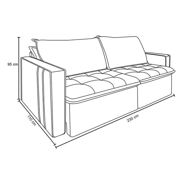 Imagem de Sofá Retrátil Reclinável 3 Lugares 230 cm México Veludo Off White K01 - D'Rossi