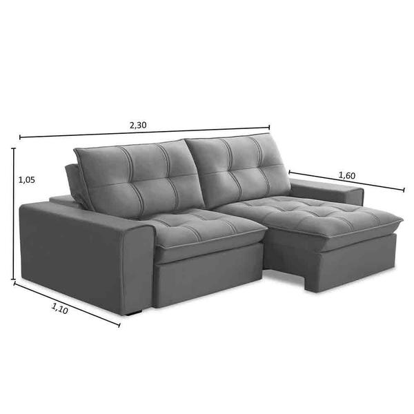 Imagem de Sofá Retrátil Reclinável 3 Lugares 230Cm Argon F05 Veludo Prata