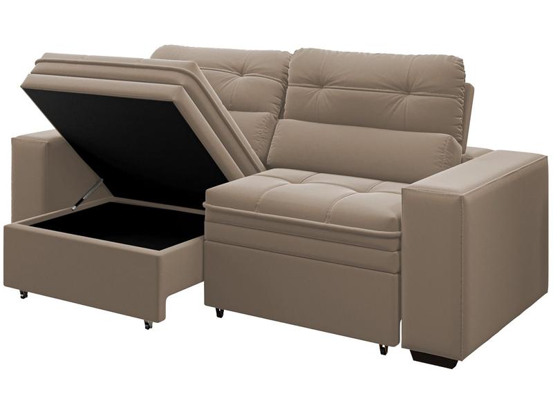 Sofá Retrátil Reclinável 3 Lugares Veludo com Baú - Bariloche Phormatta