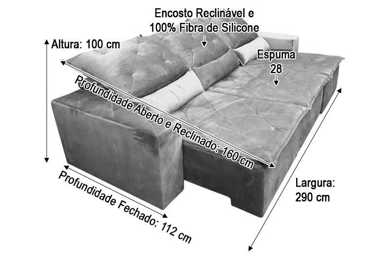 Imagem de Sofá Retrátil Reclinável 3,20 m Rosa 10 Delta