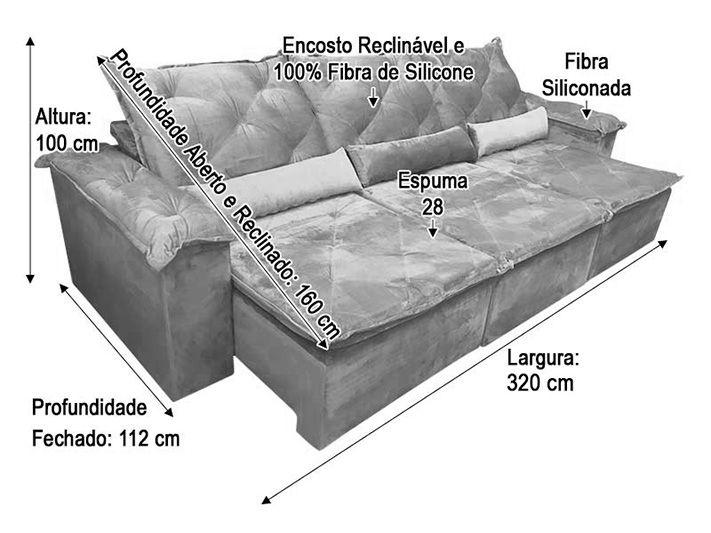 Imagem de Sofá Retrátil Reclinável 3,20 m Rosa 10 Lucchese