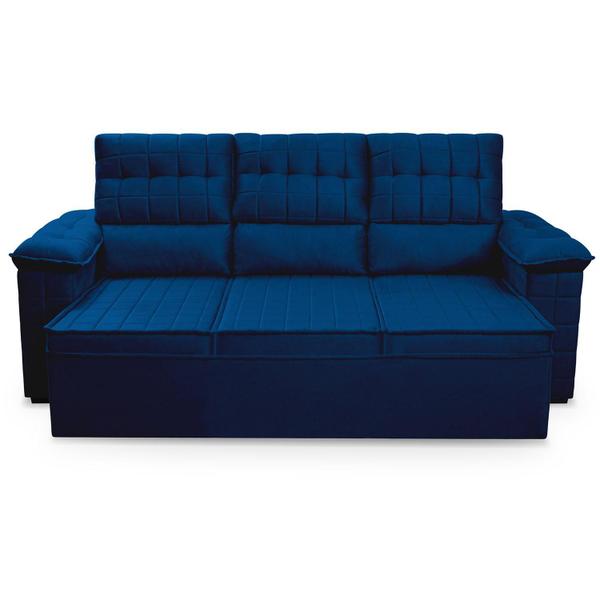 Imagem de Sofá Retrátil Reclinável 4 lugares com molas 2,30m Quantum Suede Velut Azul - King House