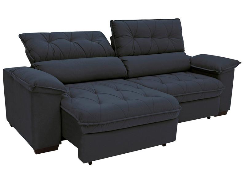 Sofá Retrátil Reclinável 4 Lugares Suede Hannover - Linoforte Sofá Retrátil Reclinável 4 Lugares Suede Hannover - Linoforte