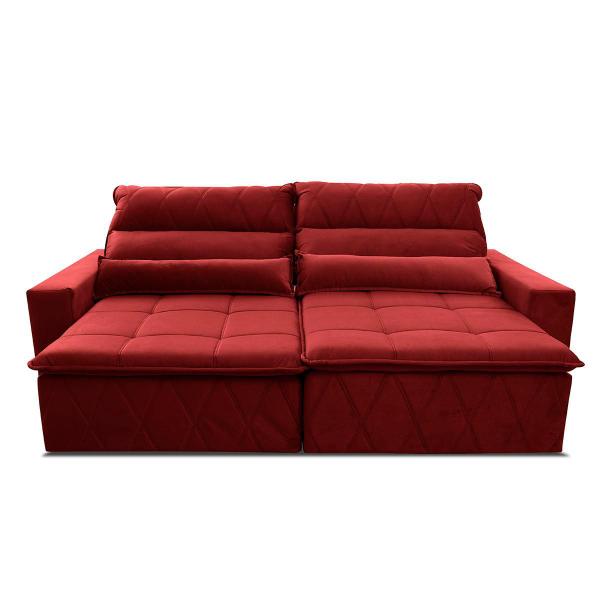 Imagem de Sofá Retrátil Reclinável Amsterdam 3,00m Suede Velut Vermelho Molas no Assento - King House