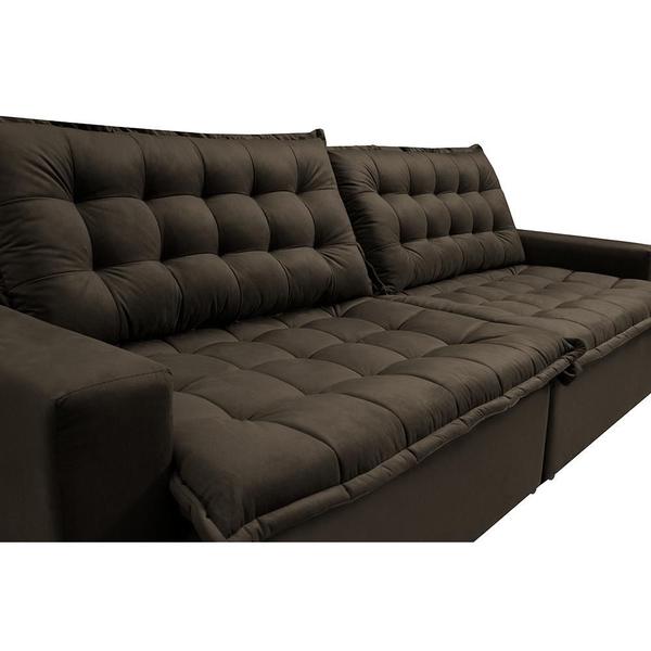 Imagem de Sofá Retrátil Reclinável e Cama 2,75m Cama inBox Flex Suede Velusoft Café