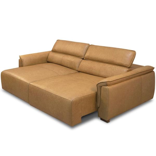 Imagem de Sofá Retrátil Reclinável Para Sala 3 Lugares 220cm Livorno L06 Couro Camel - Lyam Decor