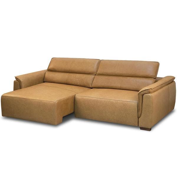 Imagem de Sofá Retrátil Reclinável Para Sala 3 Lugares 240cm Livorno L06 Couro Camel - Lyam Decor