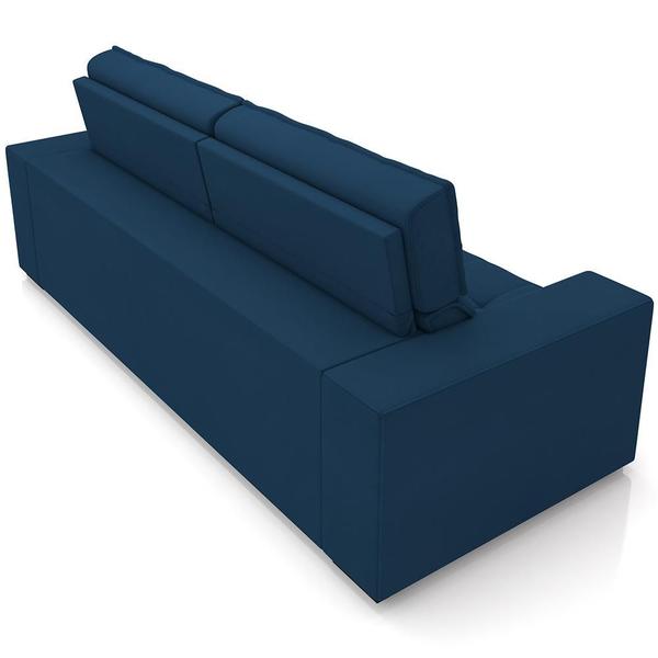 Imagem de Sofá Retrátil Reclinável Para Sala de Estar Living 218cm Clara M03 Veludo Azul Marinho - Lyam Decor