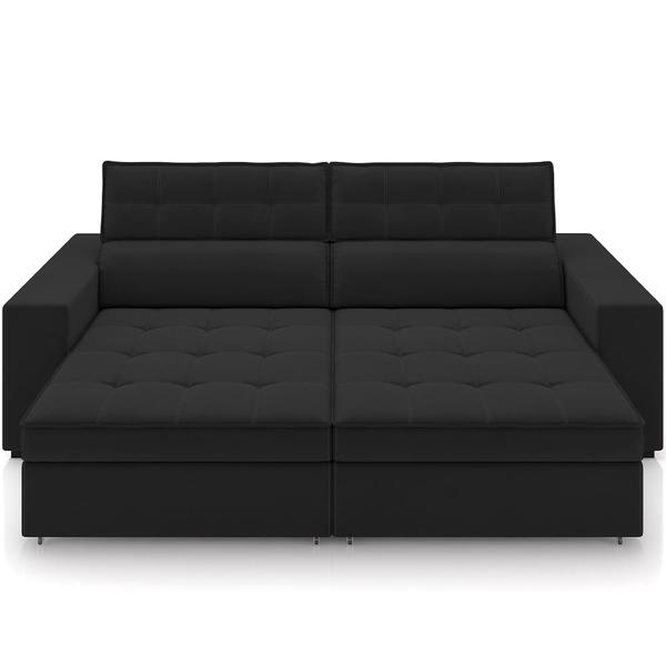 Imagem de Sofá Retrátil Reclinável Para Sala de Estar Living 218cm Clara M03 Veludo Preto - Lyam Decor