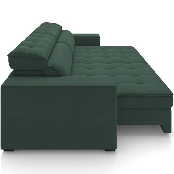 Imagem de Sofá Retrátil Reclinável Para Sala de Estar Living 218cm Clara M03 Veludo Verde Musgo - Lyam Decor