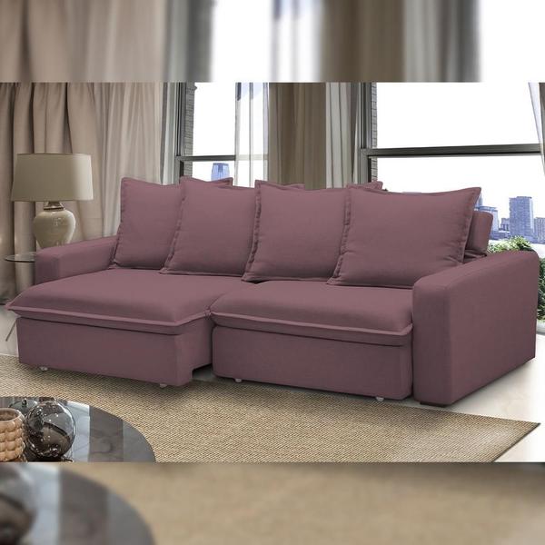 Imagem de Sofá Retrátil Reclinável Para Sala de Estar Living 235cm Vêneto F04 Veludo Lilás - Lyam Decor