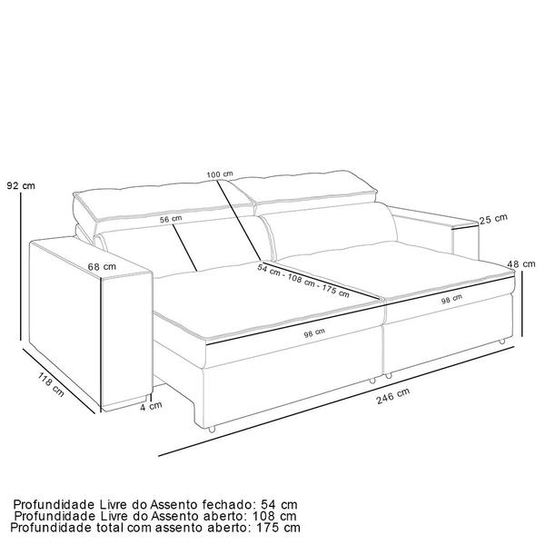 Imagem de Sofá Retrátil Reclinável Para Sala de Estar Living 246cm Clara M03 Veludo Marrom - Lyam Decor