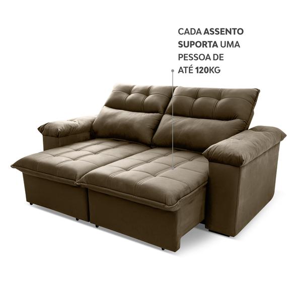 Imagem de Sofá Retrátil/Reclinável Verona 1,80m Suede Velut Bege c/ Molas no Assento - King House