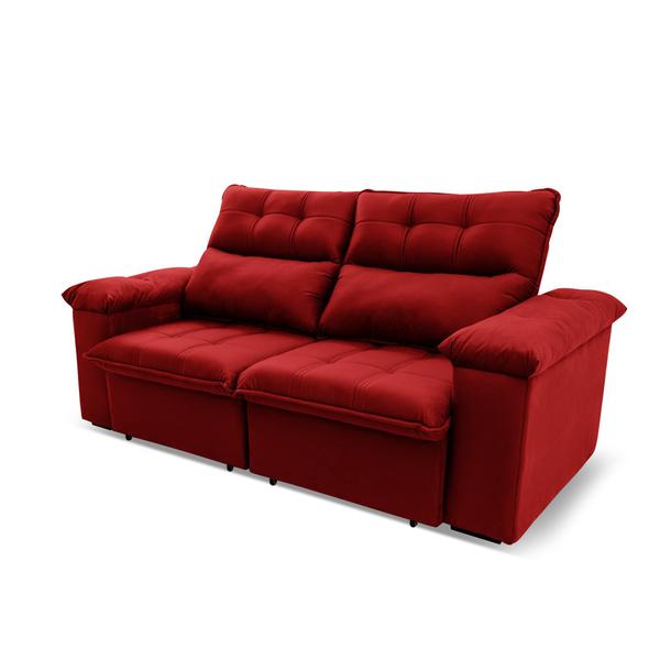 Imagem de Sofá Retrátil/Reclinável Verona 1,80m Suede Velut Vermelho c/ Molas no Assento - King House