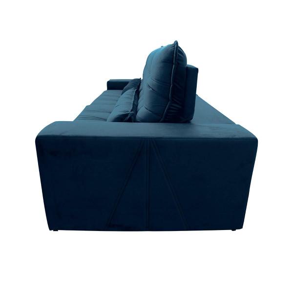 Imagem de Sofá Retrátil Reclinável Zurique 2,30m Suede Velut Azul Marinho Molas no Assento - King House