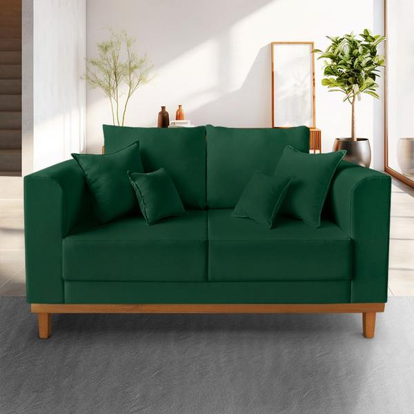 Imagem de Sofá Retro Viena 02 Lugares Para Escritorio Suede Verde - Madeira Prima Deccor