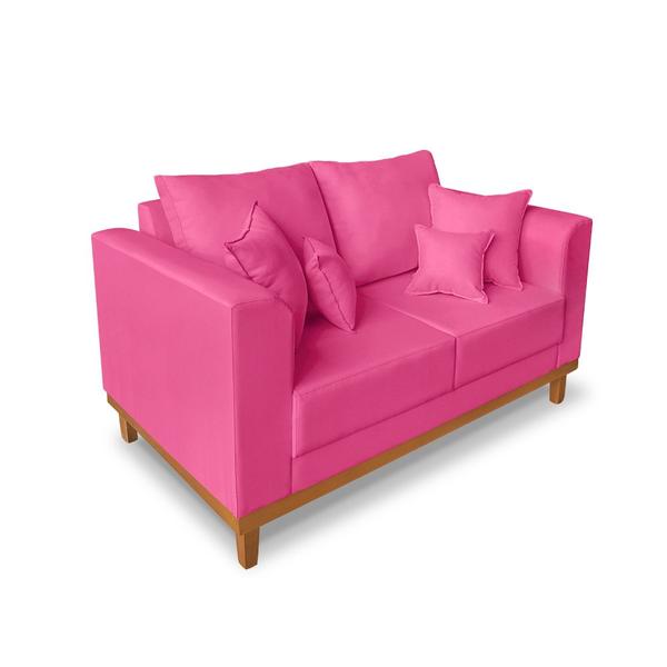 Imagem de Sofá Rustico Viena 02 Lugares Para Recepção Suede Pink - Madeira Prima Deccor