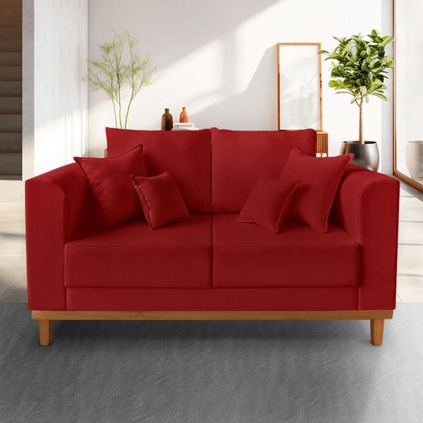 Imagem de Sofá Rustico Viena 02 Lugares Para Recepção Suede Vermelho - Madeira Prima Deccor