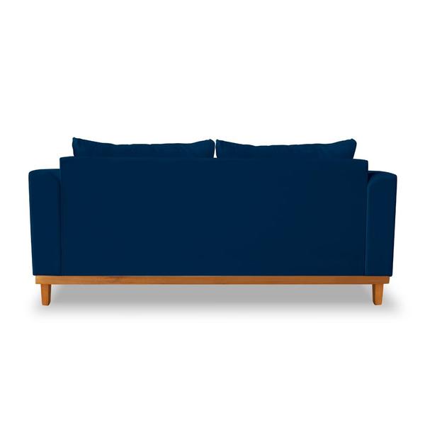 Imagem de Sofá Rustico Viena 3 Lugares Com Almofadas Decorativa Suede Azul - Madeira Prima Deccor