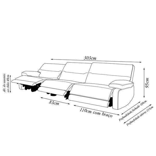 Imagem de Sofá Sala de Estar Reclinável Retrátil 303cm Swift Linho Braque Castor G81 - Gran Belo