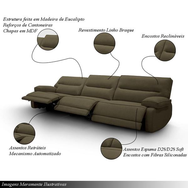 Imagem de Sofá Sala de Estar Reclinável Retrátil 333cm Swift Linho Braque Castor G81 - Gran Belo