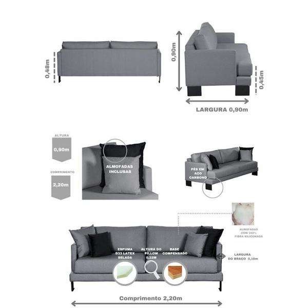 Imagem de SofA SAo Luiz Living 4 Lugares 2.20 MT Linho Corriente Sofatec