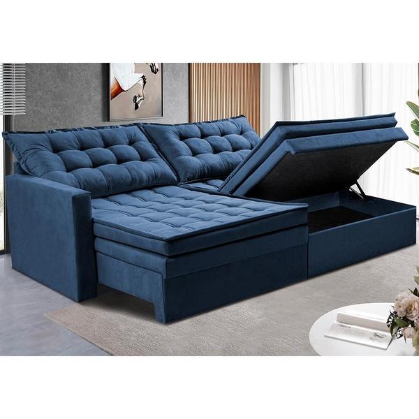 Imagem de Sofá Sem Caixa Retrátil Baú 1,80m Cama inBox Secret Suede Velusoft Azul