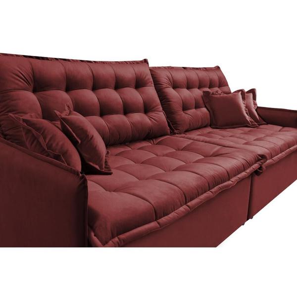 Imagem de Sofá Sem Caixa Retrátil e Reclinável 1,55m Cama inBox Versátil Suede Velusoft Vermelho