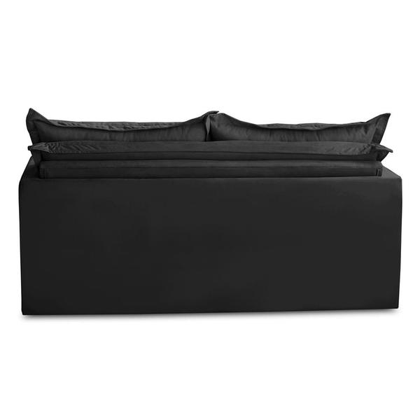 Imagem de Sofá Sem Caixa Retrátil e Reclinável 1,85m com Molas Helena Suede Preto Kaleo Decor