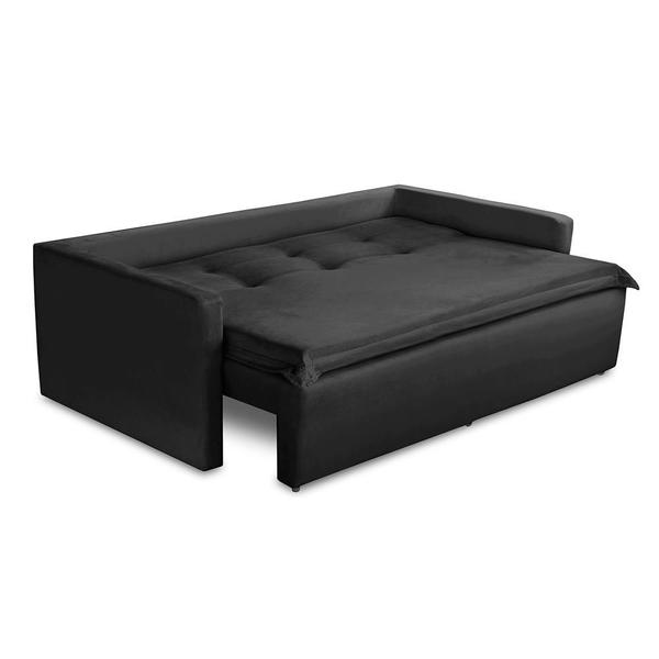 Imagem de Sofá Sem Caixa Retrátil e Reclinável 1,85m com Molas Luzia Suede Preto Madelina Decor