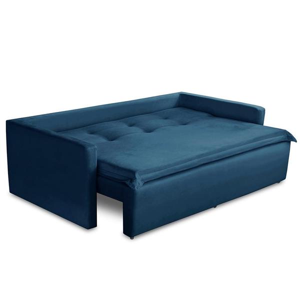 Imagem de Sofá Sem Caixa Retrátil e Reclinável 2,00m com Molas Helena Suede Azul Kaleo Decor