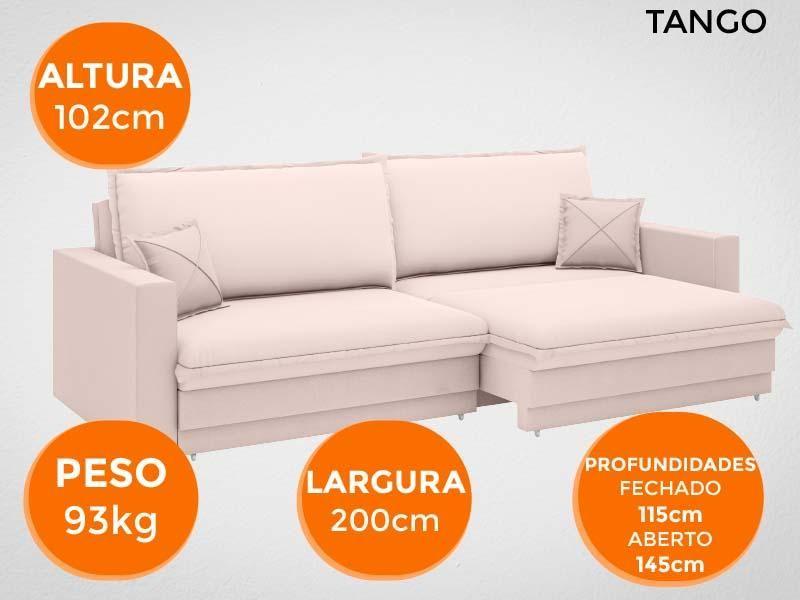 Imagem de Sofá Tango 2,00m sem caixa, Retrátil e Reclinável Velosuede Areia - NETSOFAS