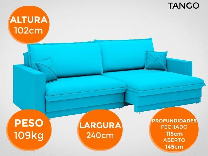 Imagem de Sofá Tango 2,40m sem caixa, Retrátil e Reclinável Velosuede Turquesa - NETSOFAS