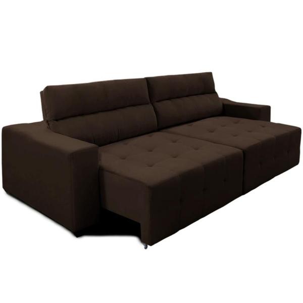 Imagem de Sofá Top Lubeck 210 Cm 3 Lugares Retrátil e Reclinável Suede Marrom  Sofá na Web