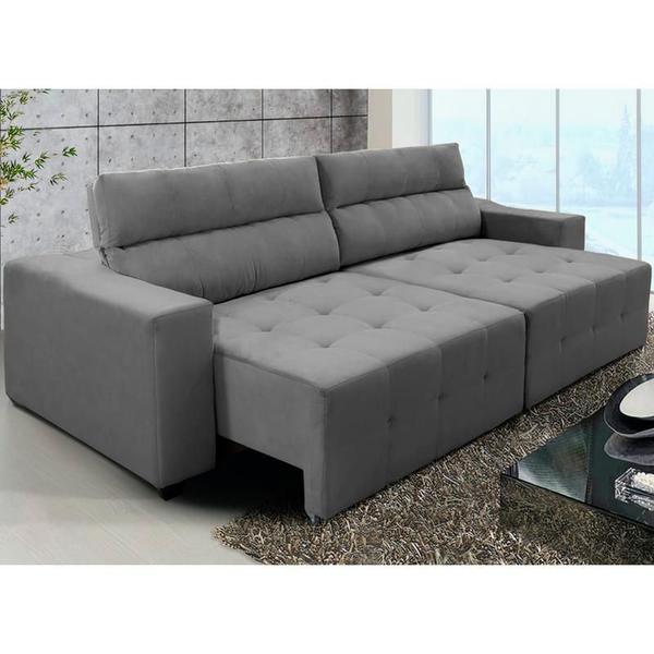 Imagem de Sofá  Top Lubeck Plus 210 cm 3 Lugares Retrátil e Reclinável Suede Cinza - Sofá na Web