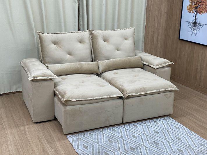 Imagem de Sofá Veludo Retrátil Reclinável Luxo Conforto Athenas Premium 2,00m