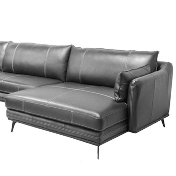 Imagem de Sofá Vena de Canto + Chaise Fixo Couro Preto 520cm - 69857