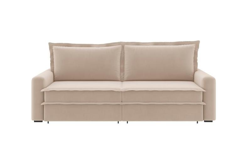 Imagem de Sofá Vira Cama Veronica 2,10m Retrátil/Reclinável Bipartido Suede Capuccino - XFlex Sofás