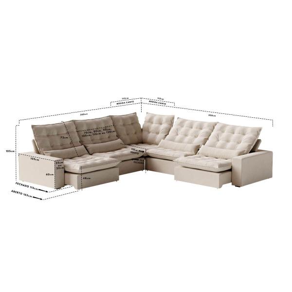 Imagem de Sofá Volt de Canto 3,77m x 3,77m em Suede Veludo Off White - Home Mobily