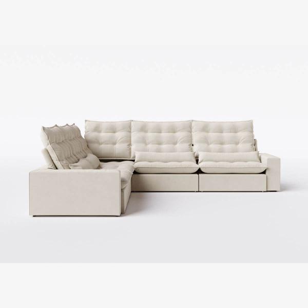 Imagem de Sofá Volt de Canto 3,77m x 3,77m em Suede Veludo Off White - Home Mobily