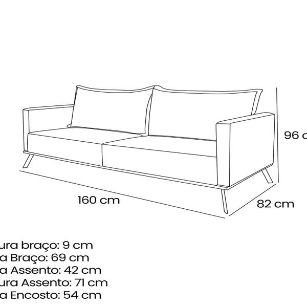 Imagem de Sofá Zeki 2 Lugares 160 Cm Linho Boucle