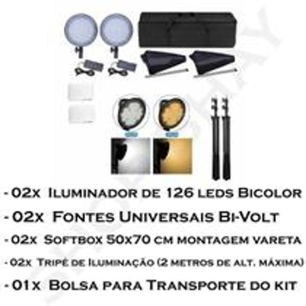 Imagem de Soft Box 50x70 Luz Continualed Bicolor Tripe Bolsa 5500k