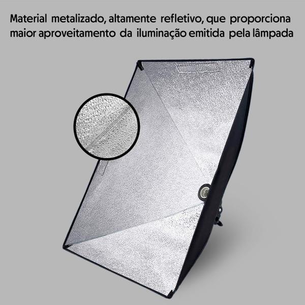 Imagem de Softbox 50x70 E-27 Bivolt para Estúdio Fotográfico e Gravação de Vídeos