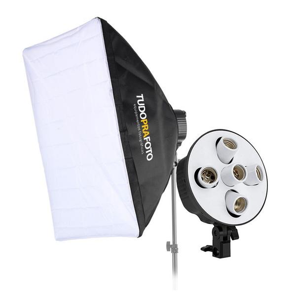 Softbox 50x70 para 5 Lâmpadas Bivolt + Tripe - TUDOPRAFOTO Imagem de Softbox 50x70 para 5 Lâmpadas Bivolt + Tripe