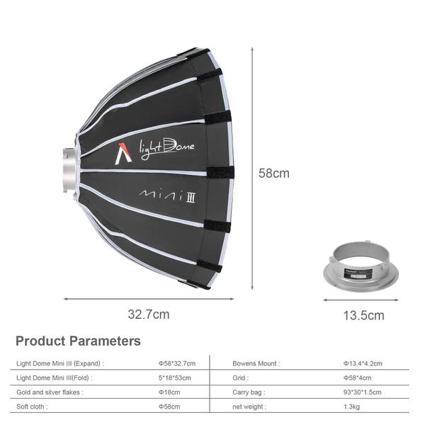 Imagem de Softbox Aputure Light Dome Mini III para Aputure Amaran 200/100/300c/150c/60d s/60x s