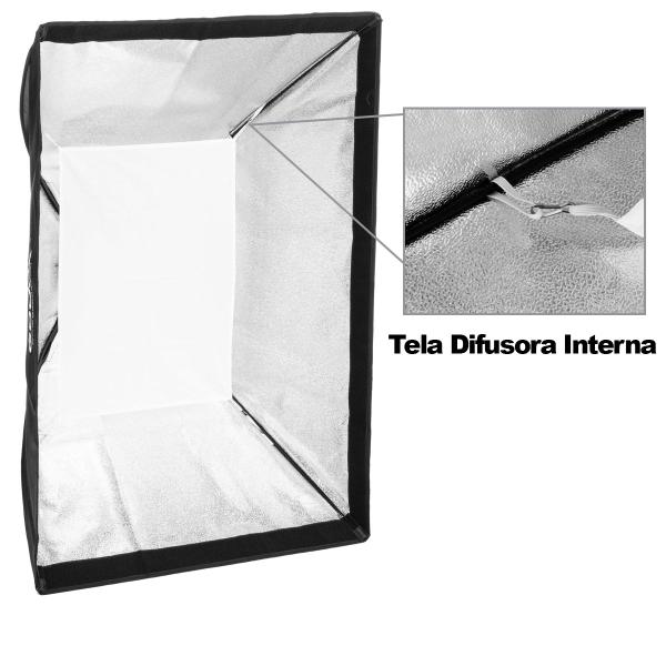 Imagem de Softbox Bowens Com Grid Colmeia Godox 60x90cm Para Flash Tocha + Tripé 2,4 metros