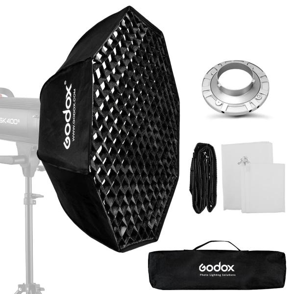 Imagem de Softbox Bowens Com Grid Colmeia Godox 95cm Octagonal Para Flash Tocha